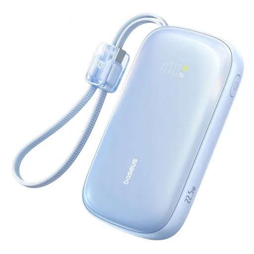 Baseus EnerFill FC21 Qpow 3 Ultra Power Bank levehető kábellel, 10000mAh, 22.5W, digitális kijelző - Galaxy Blue - 1