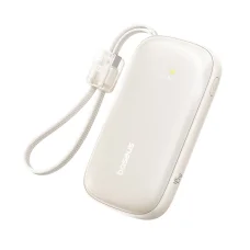 Power Bank Baseus EnerFill FC21 Qpow 3 Ultra (E0027Q01) - Levehető Kábellel, 10000mAh, 45W, Digitális Kijelző - Természetes Titán