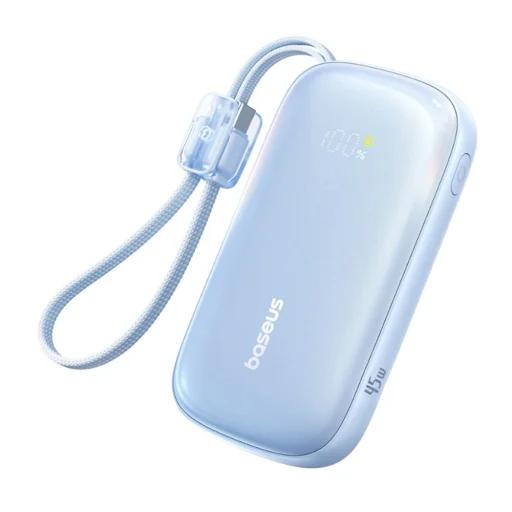 Baseus Power Bank EnerFill FC21 Qpow 3 Ultra (E0027Q03) - Levehető kábellel, 10000mAh, 45W, Digitális kijelző - Galaxy Blue - 1