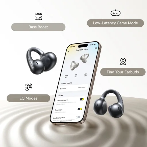 Wireless Earbuds Bowie MC1 Pro (A0102503) - Bluetooth 6.0, Hi-Res, TWS, Multipoint, Open Ear Clip-On - Cosmic Black Baseus - 4