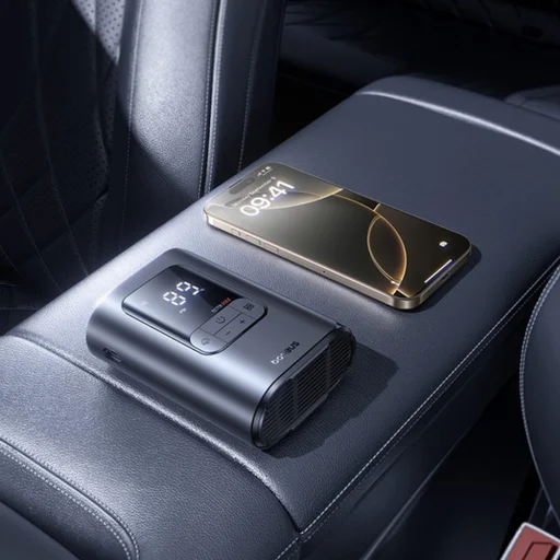 Baseus GoTrip VA1 Super Mini Wireless Inflator Pump Cosmic Black - vezeték nélküli, kijelzővel, 19 henger, auto-stop, 82W - 4