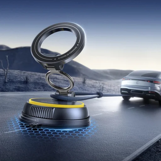 Baseus PrimeTrip VC2 Flex (C0013803) mágneses autós tartó műszerfalra/szélvédőre, összecsukható, állítható, vákuumzáras - Fekete - 3