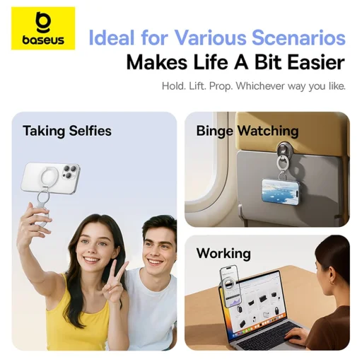 Baseus - Desk Holder MagPro 3 (Z0004803) - Mágneses, Kettős-Gyűrű - Csillagfény Törtfehér - 6