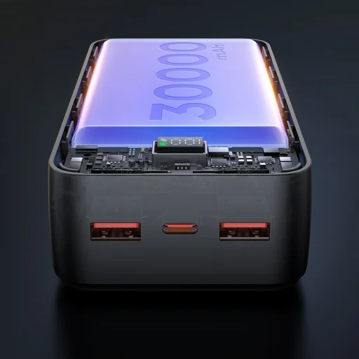 Power Bank Mcdodo (MC-4240) - Type-C + 2x USB-A portok, 30000mAh, 22.5W, LED kijelző - Fekete - 4
