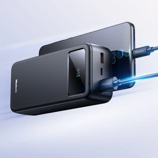 Power Bank Mcdodo (MC-4240) - Type-C + 2x USB-A portok, 30000mAh, 22.5W, LED kijelző - Fekete - 6