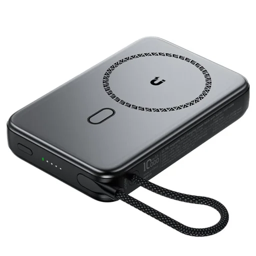 Magnetic Wireless Power Bank M24-10000 Acefast - Fém szürke, Type-C kábellel, tartóval, USB-C porttal, 10000mAh, 22.5W, LED - 3