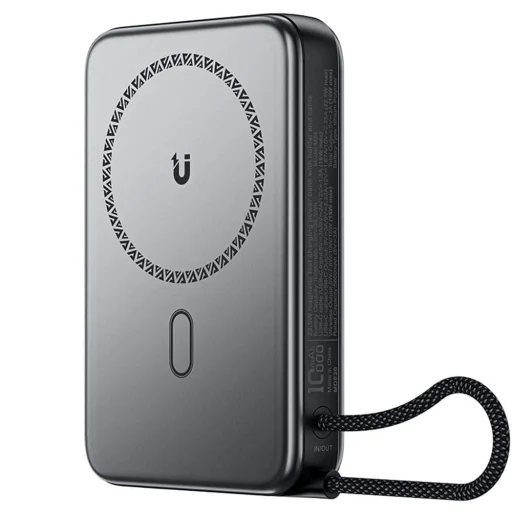 Magnetic Wireless Power Bank M24-10000 Acefast - Fém szürke, Type-C kábellel, tartóval, USB-C porttal, 10000mAh, 22.5W, LED - 4