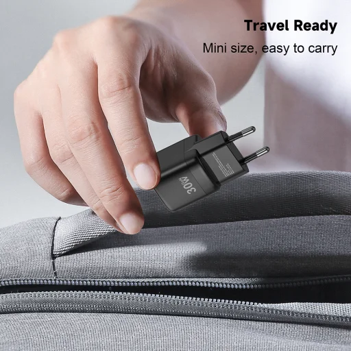 Lito Fali Töltő (LC11) - Type-C Kimenet, PD30W, GaN, Valós Idejű Védelem, EU Dugó - Fekete - 4