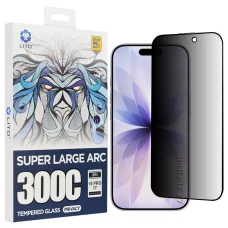 iPhone 16 Pro / iPhone 17 Fekete Lito - D+ Max Privacy 300C üvegfólia