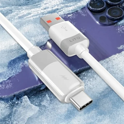 Data Cable Liquid Silicone (LD07) USB to Type-C Gyors Töltés 60W, Fagyás- és tűzálló Lito - Fehér - 2