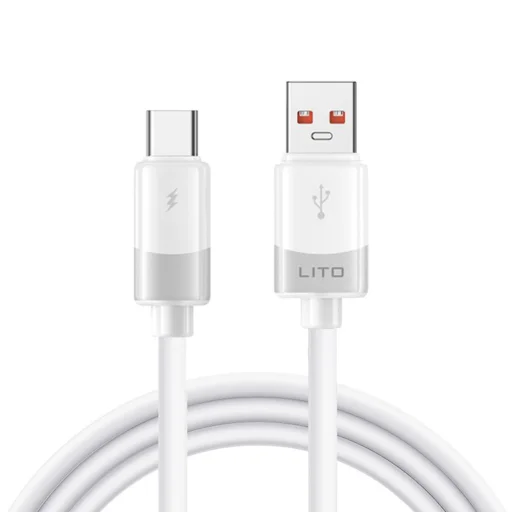 Data Cable Liquid Silicone (LD07) USB to Type-C Gyors Töltés 60W, Fagyás- és tűzálló Lito - Fehér - 1