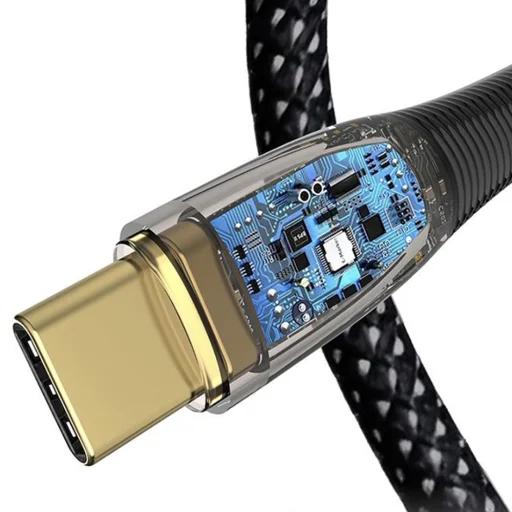 Lito - Adatkábel Átlátszó (LD01) - Type-C to Lightning, Gyors töltés 27W, Fonott, Arannyal bevont csatlakozó, 1.2m - Fekete - 4