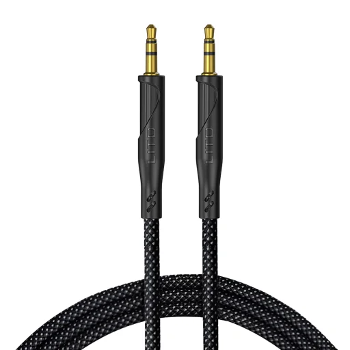 Lito LA02 Audio kábel adapter - Jack to Jack 3.5mm, Nulla jelveszteség, Nylon fonott, 1m - Fekete - 1
