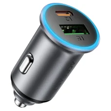 Acefast Autós töltő (B15) - Gyors töltés, USB, Type-C, 65W, Alumínium ötvözet - Fém szürke