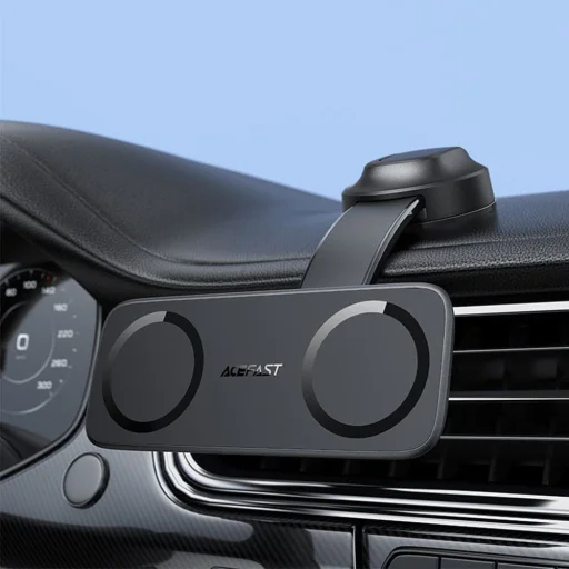 Auto Műszerfalra és Szélvédőre Rögzíthető Acefast D60) Dupla Magsafe tartó - Fekete - 4