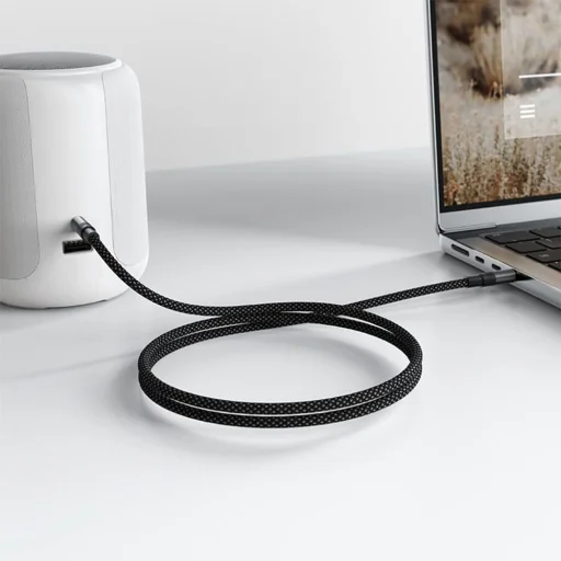 Acefast Audio kábel (J10) - 2x mini Jack 3.5mm, Alumínium + nejlonfonat, 1m - Fekete - 9