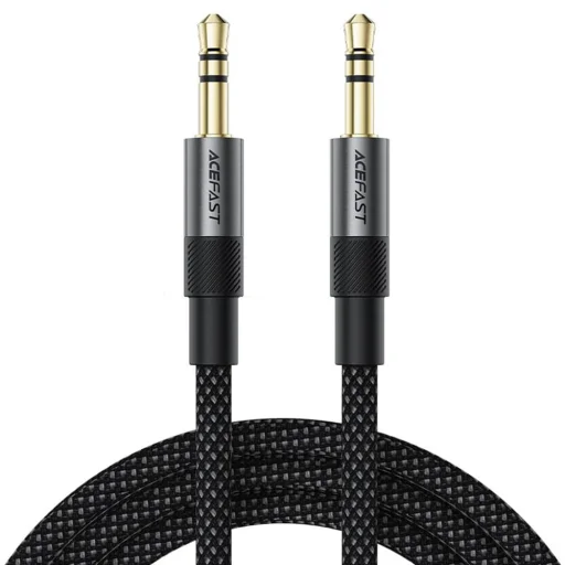 Acefast Audio kábel (J10) - 2x mini Jack 3.5mm, Alumínium + nejlonfonat, 1m - Fekete - 1