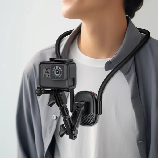 GoPro, Telefon Acefast - Neck Phone Holder (E32) - Mágneses Tartás, 360°-ban Állítható, Biztonságos Illeszkedés, Erős Mágnesek - Fekete - 3