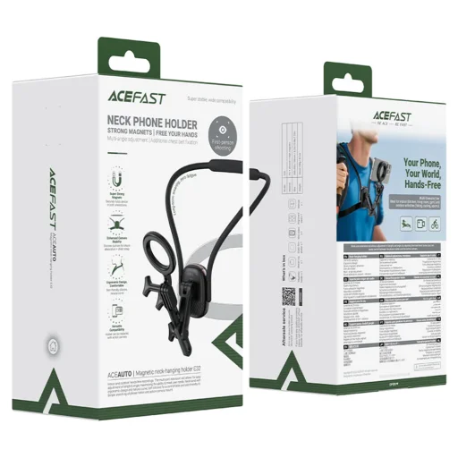 GoPro, Telefon Acefast - Neck Phone Holder (E32) - Mágneses Tartás, 360°-ban Állítható, Biztonságos Illeszkedés, Erős Mágnesek - Fekete - 6