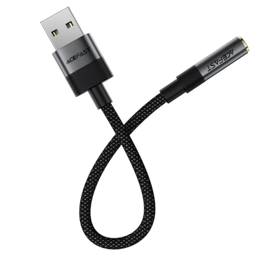 USB Férfi Kábel Jack 3.5mm Női Acefast Audio Adapter (J13), Plug & Play, Nagy Hűségű Hangzás, Késés Nélkül, 15cm - Fekete - 2