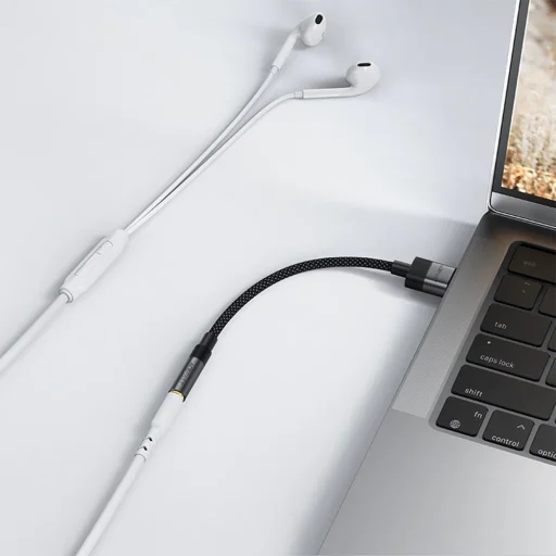 USB Férfi Kábel Jack 3.5mm Női Acefast Audio Adapter (J13), Plug & Play, Nagy Hűségű Hangzás, Késés Nélkül, 15cm - Fekete - 5