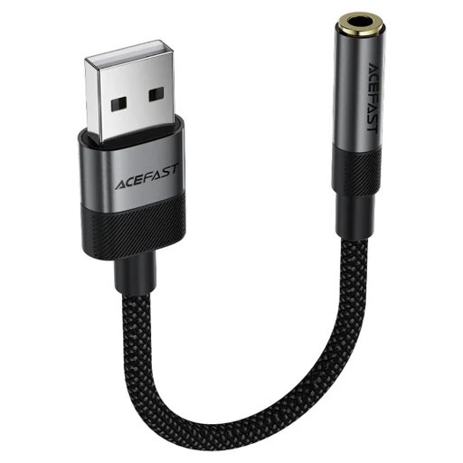 USB Férfi Kábel Jack 3.5mm Női Acefast Audio Adapter (J13), Plug & Play, Nagy Hűségű Hangzás, Késés Nélkül, 15cm - Fekete - 1