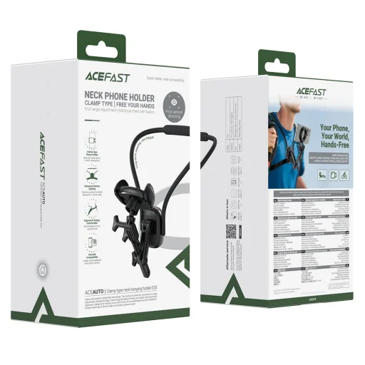 GoPro, Telefon Acefast Nyak Telefon Tartó (E33) - Bilinccsel, 360°-ban Állítható, Biztonságos Illeszkedés, Szilikon Nyakpánt - Fekete - 13
