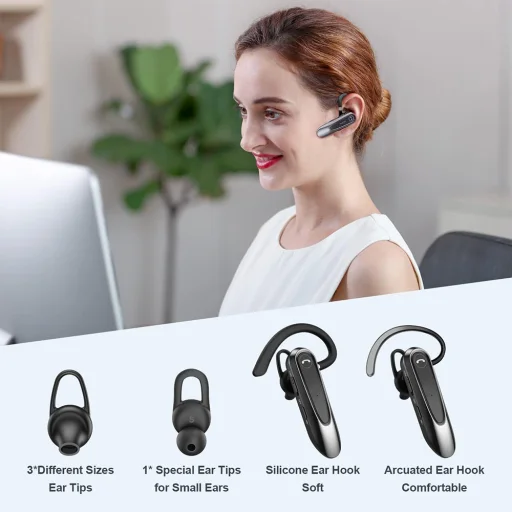 Premium Bluetooth Headset Techsuit (THB54) - Bluetooth, dupla mikrofon - Fekete - 5