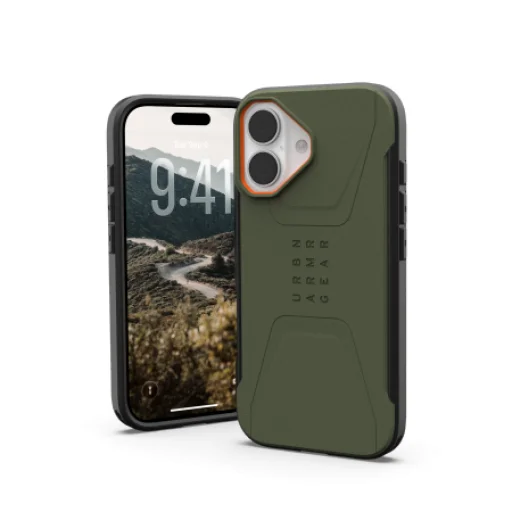 UAG Civilian MagSafe tok iPhone 17 - olíva és narancs - 1
