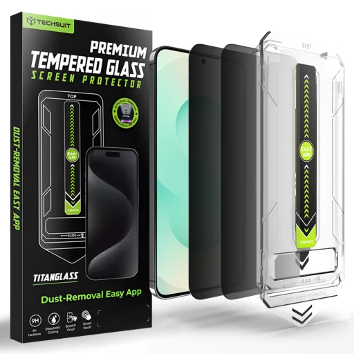 Samsung Galaxy S26 Plus Techsuit - [Ujjlenyomat-olvasó kompatibilis] TitanGlass CrystalHD (2 darab) - Adatvédelmi. üvegfólia - 1