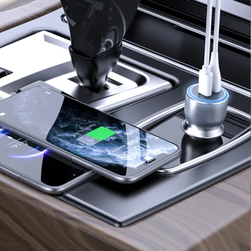 Dudao R4Ultra 120W Power Delivery Quick Charge LED autós töltő USB-A USB-C - Szürke - 3