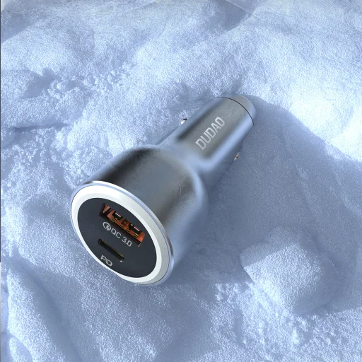Dudao R4Ultra 120W Power Delivery Quick Charge LED autós töltő USB-A USB-C - Szürke - 5