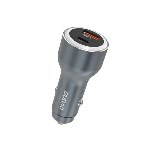 Dudao R4Ultra 120W Power Delivery Quick Charge LED autós töltő USB-A USB-C - Szürke - 1