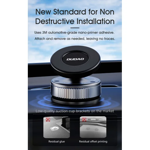 Dudao F24PRO Držiak do auta kompatibilný s MagSafe Na čelné sklo alebo palubnú dosku s prísavkou - Čierna - 7