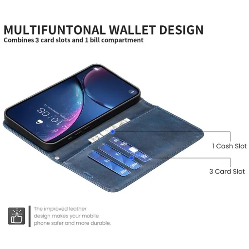 Honor X5c Plus – báránybőr hatású, flip műbőr tok, kék - 2