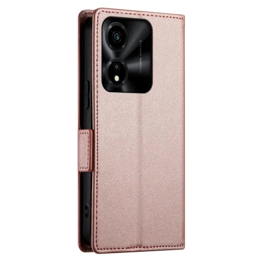 Honor X5c Plus - oldalsó csatos, mágneses, matt műbőr telefontok, fliptok rose gold - 7