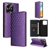 Honor X5c Plus – kockás textúrájú, flip műbőr telefontok, lila thumbnail