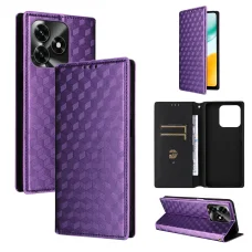 Honor X5c Plus – kockás textúrájú, flip műbőr telefontok, lila