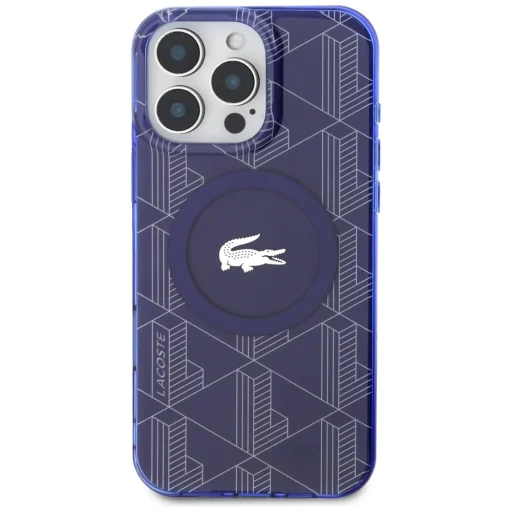 iPhone 16 Pro Lacoste HC IML Monogram Silver Croc Logó tok, tengerészkék - 3