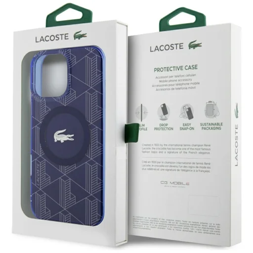 iPhone 16 Pro Lacoste HC IML Monogram Silver Croc Logó tok, tengerészkék - 8