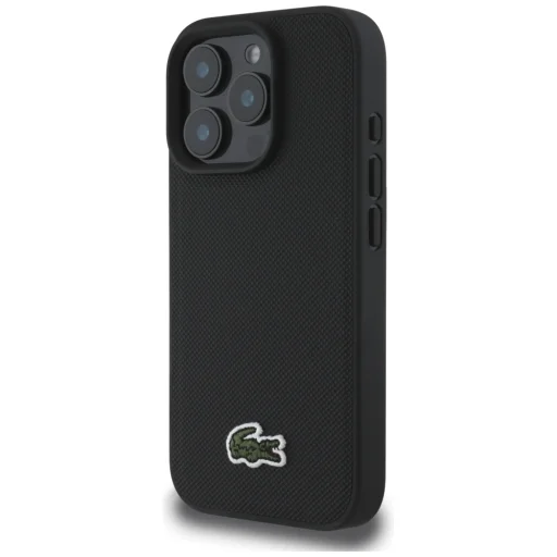 iPhone 16 Pro Lacoste Ikonikus Petit Pique Keresztpántos Kord MagSafe tok fekete - 2
