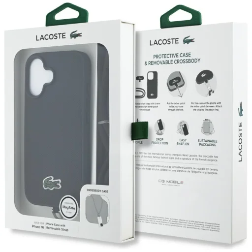 iPhone 16 Lacoste Iconic Petit Pique Crossbody Cord MagSafe tok fekete - 9