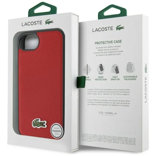 iPhone 16e Lacoste Iconic Petit Pique Woven Logo MagSafe piros tok - 8