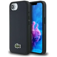 iPhone 16e Lacoste Iconic Petit Pique Woven Logo MagSafe sötétkék tok