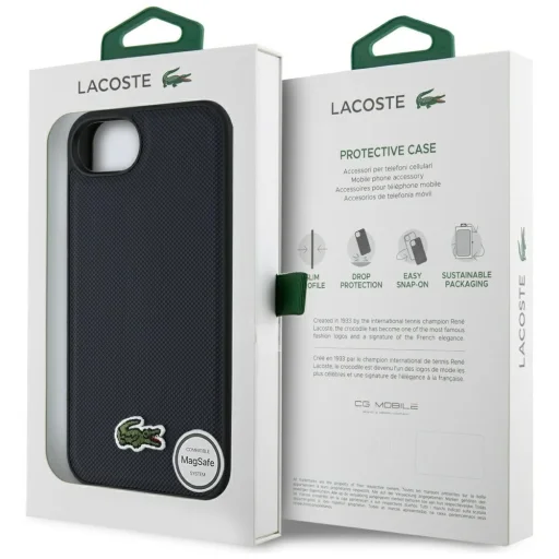 iPhone 16e Lacoste Iconic Petit Pique Woven Logo MagSafe sötétkék tok - 8