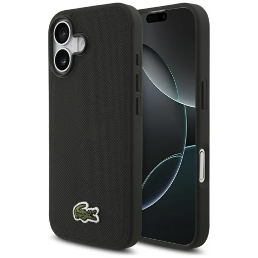 iPhone 17 Lacoste Iconic Petit Pique Woven Logo MagSafe fekete tok - 1