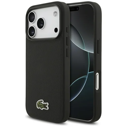 iPhone 17 Pro Lacoste Iconic Petit Pique Szőtt Logós MagSafe Fekete tok - 1