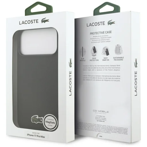 iPhone 17 Pro Max Lacoste Iconic Petit Pique Woven Logo MagSafe tok Fekete - 8