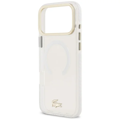 iPhone 17 Pro Max Lacoste Ütésálló Átlátszó Matt Arany Logós MagSafe Fehér tok - 6