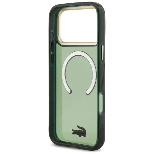 iPhone 17 Pro Max Lacoste Ütésálló Átlátszó Matt Arany Logó MagSafe zöld tok - 7